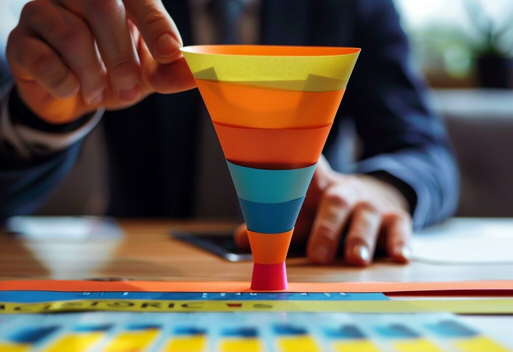 Funil de papel colorido
